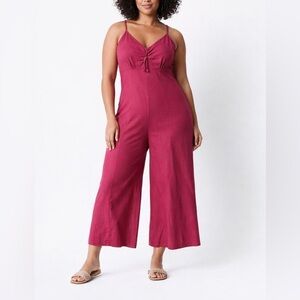 NWT City Chic Raspberry Tie-Front Wide-Leg Jumpsuit
